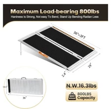 3 Foot Portable Non-Slip Aluminum Folding Wheelchair Access Ramp