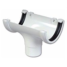 Floplast Half Round Running Outlet 112mm Guttering White *Bulk Buy Available*