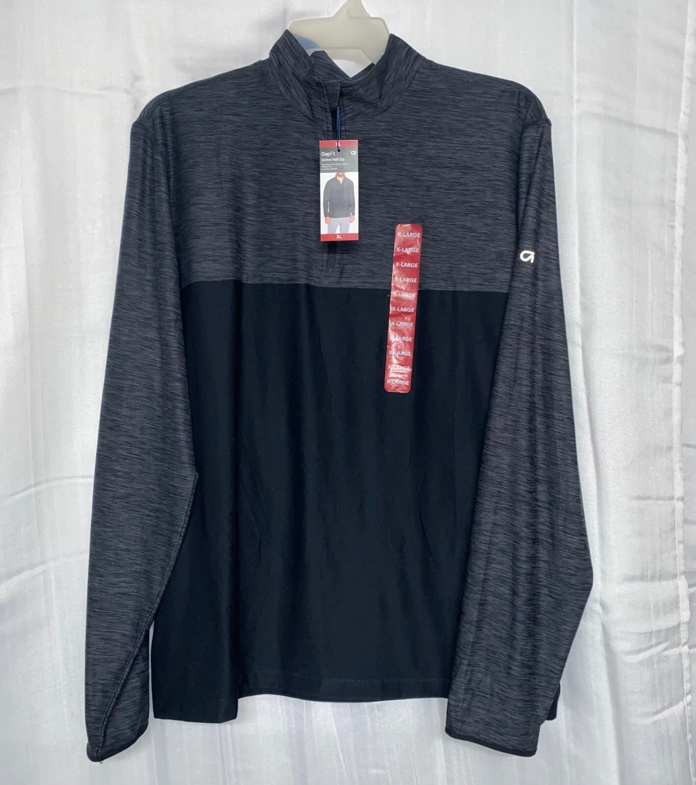 GAP Fit Men's Long Sleeve Active Half Zip Pullover Gray/Black X-Large