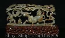 11.6" Old Chinese Hetian Jade Carving Palace Farmer Tongzi Bull Oxen Sculpture
