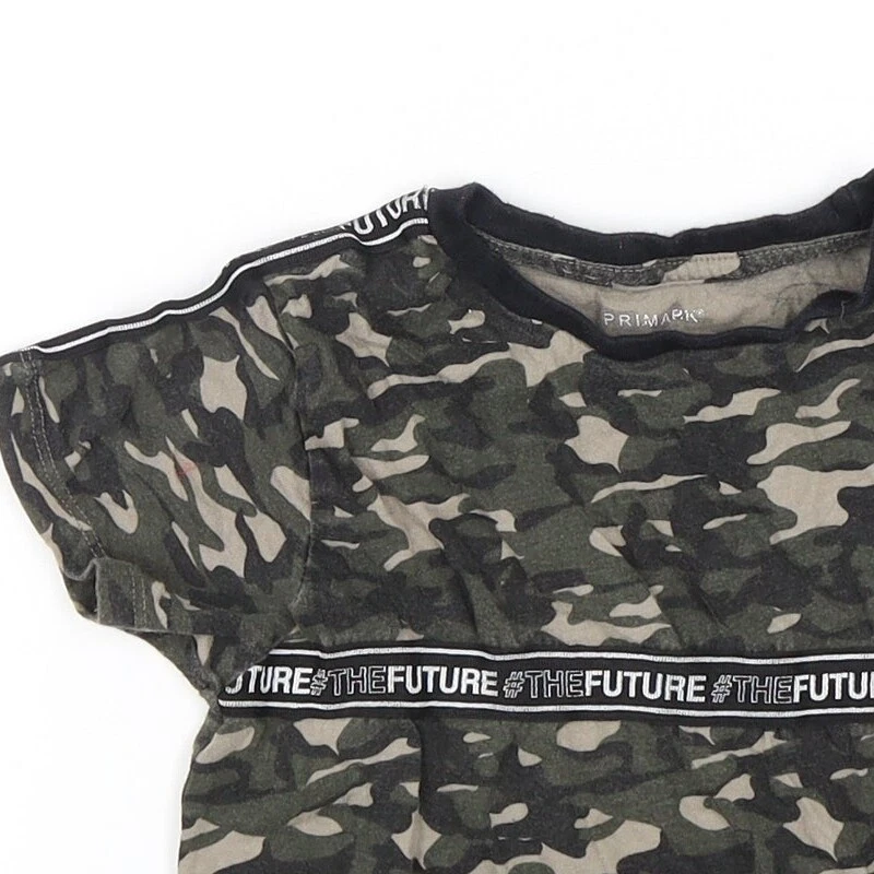Primark Boys Green Camouflage Cotton blend T-Shirt Size 4-5 Years Pul - Image 3 of 4