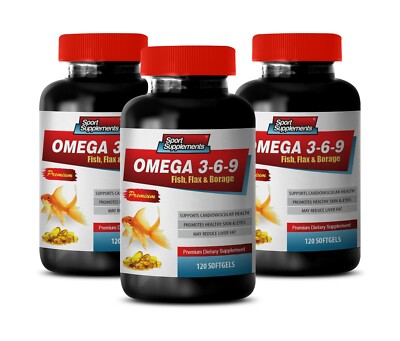 brain booster - OMEGA 3 6 9 Fish Oil 1200mg - memory supplement - 3 Bottles