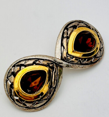 Signed Vintage Gio 2 Tone  Topaz Crystal Bow Pin Brooch