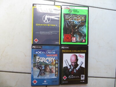 4x PC Spiel Farcry Bioshock Counter Strike 1 Hitman  FSK 18