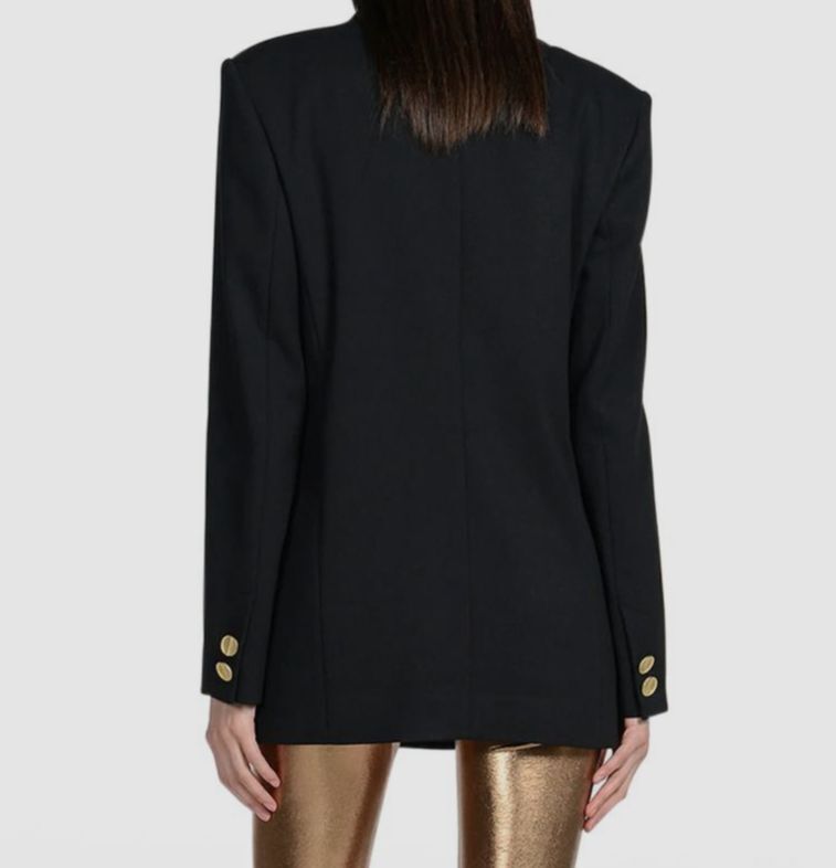 $1375 Just Cavalli Women's Black Oversized Double-Breasted