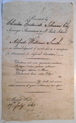 1861 St. Paul's School Ex Libris Librplate / Certificado de presentación de premios - Imagen 1 de 4