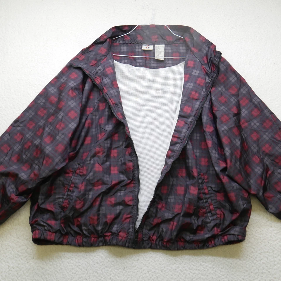 Винтажная мужская куртка Jerzees 3X в клетку на молнии легкая ветровка 90-е - Изображение 3 из 4
