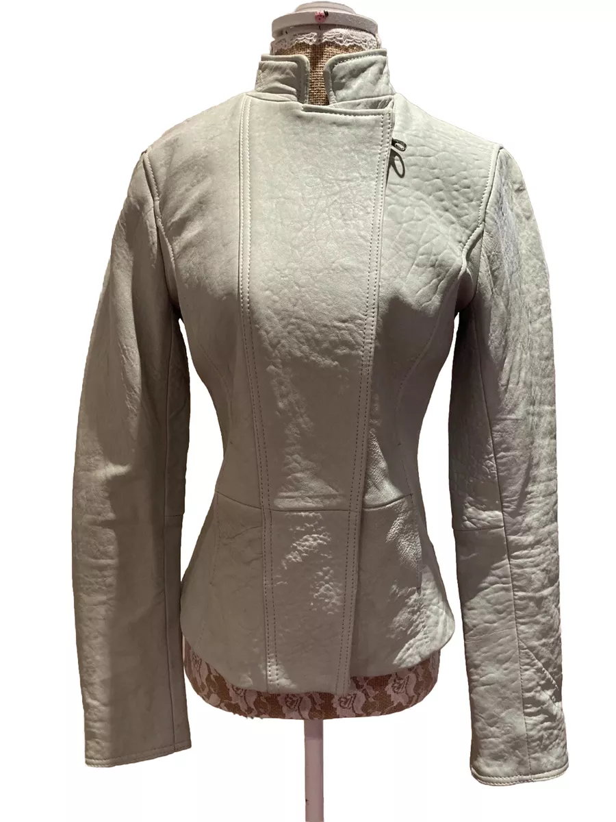 Ted Baker green mint real leather jacket size 8uk In Good Used