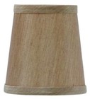 Tan Silk 4 Inch English Drum with Trim Clip On Chandelier Shade