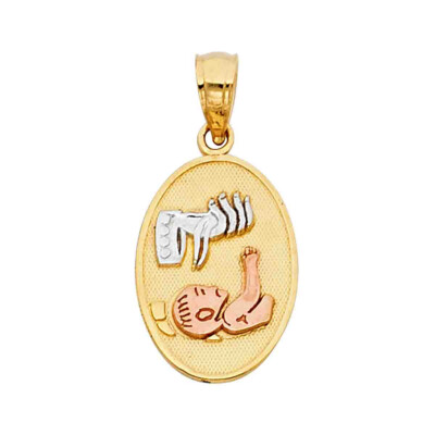 14K Tri Color Gold Religious Pendant