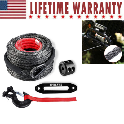 Synthetic Winch Rope Cable 26500LBS 3/8''x100FT Winch Line Cable SPARKWHIZ  New