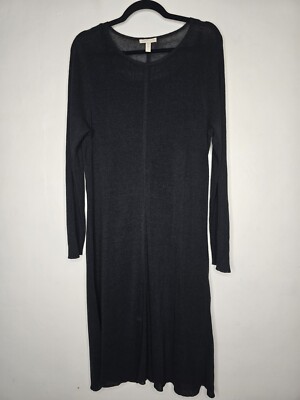 eileen fisher black linen dress Eileen Fisher New Size S-M Black Organic Linen Dress