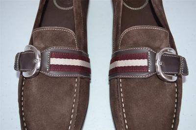 New Bally Switzerland Brown Tuxa Suede Web Stripe Loafers  display picture 2