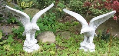  2 Adler Set (S103024+S103064) Skulptur Gartenfiguren Statuen Steinguss 60 cm