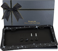 1 Pc Plate Frame Glitter Crystal Sparkling License Plate Frame Bling Rhinestones