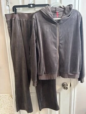 Ruby Ribbon Grey Zip Up Hoodie and Pants Lounge Set Womens Sz XXL
