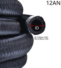 An4an6an8an10an12 Fuel Hose Oil Gas Line Nylon Stainless Steel Braided New