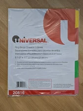 UNIVERSAL Letter Size Side Tab Five 5-Tab Index Dividers MULTI COLOR ~ NEW!