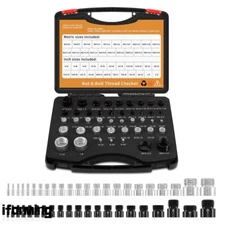 44pcs Nut+Bolt Thread Checker Inch+Metric Sizes Portable Bolt+Nut Gauge Box