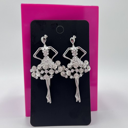 Orecchini tutù ballerina ballerina argento strass vetro post moda ragazza