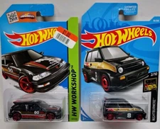 Lot Of 2 Hot Wheels 2014 - '90 Honda Civic EF Black HW  & Honda City Turbo ll