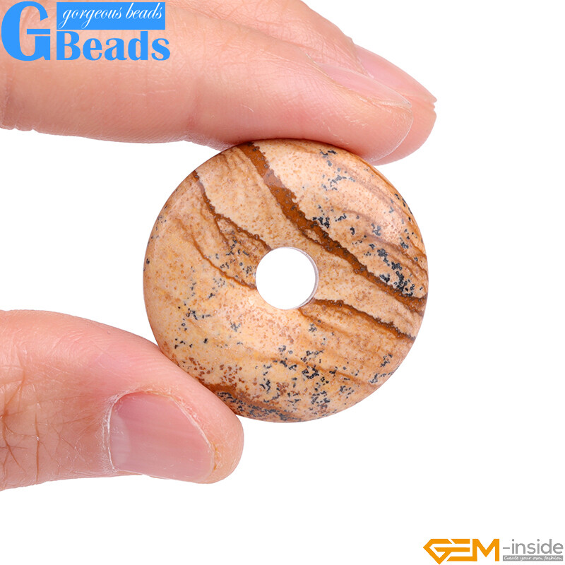 Stone Donut Natural Beads For Jewelry Making - Round Ring Pendants 20mm To 50mm Donut Stone Beads - Foto 9
