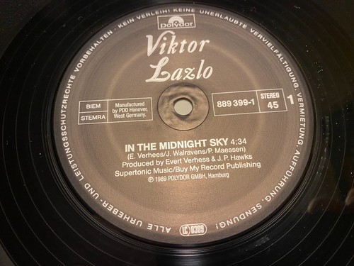 VIKTOR LAZLO "IN THE MIDNIGHT SKY" GERMAN PRESSED 12" 1989 POLYDOR RECORDS RARE* - Picture 3 of 12