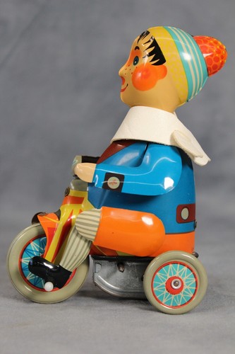 Vintage Kovap Czech Republic Tinplate Clockwork Toy Boy on a Tricycle Boxed & Wo - Picture 4 of 6