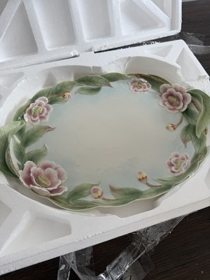 Franz 16  Sculpted Porcelain Tray Camellia 3D Design FZ00630 HTF