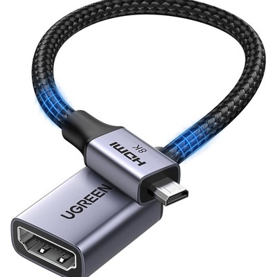 UGREEN 8K Micro HDMI auf HDMI Adapter 2.1 bidirektional 8K60Hz 4K VRR HDR Audio