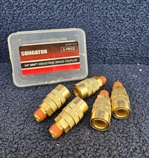 (QTY 5) SUNGATOR 1/4" MNPT Industrial Brass Coupler SG-BQC14M-5