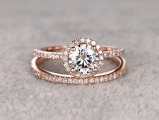 2.62ct White Round Moissanite Engagement Bridal Set Ring 925 Sterling Silver