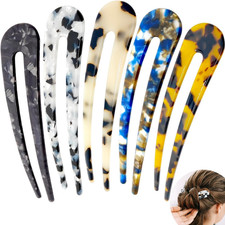 5 PCS French Hair Forks, Tortoise Shell U Shape Updo Hair Pins Clips for Thin Th