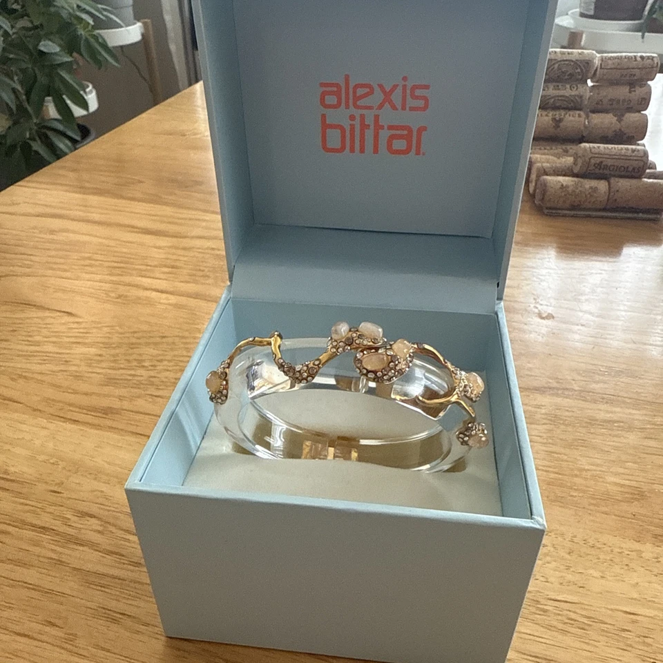 Brazalete modernista Alexis Bittar en caja - lucite, tono dorado, Foto 3 de 4