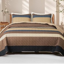 Full Queen Size Quilt Set - Reversible Camel Quilts Queen Size with 2 Pillow ...
