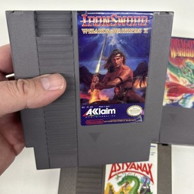 3 NES Games: Astyanax/Dragon Warrior. And iron sword all Tested And Working