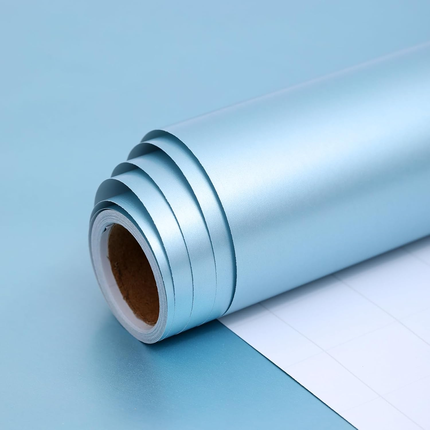 Sky Blue Metallic Wrapping Paper Roll 43Cm*10M Solid Color Matte Gift Wrapping P