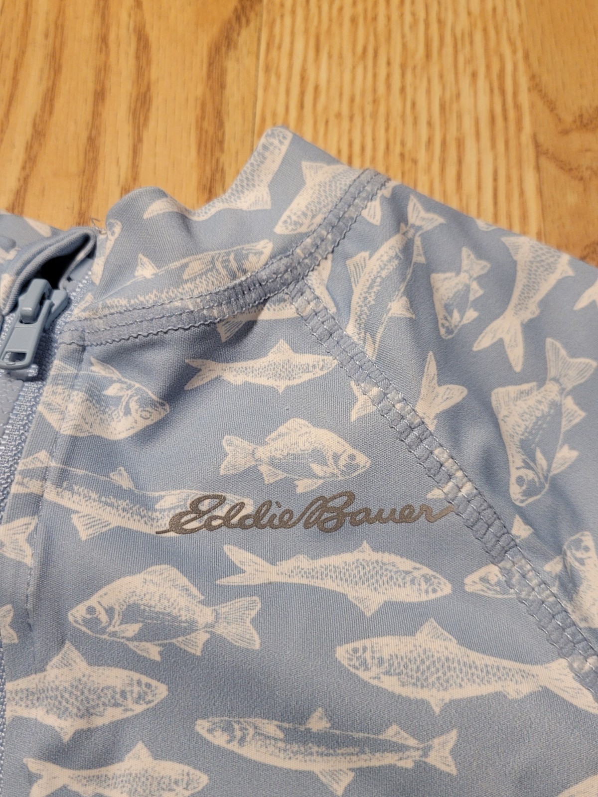 Eddie Bauer Swimsuit Bodysuit Boys Size: 18 Months CUTE Fish Rash Guard