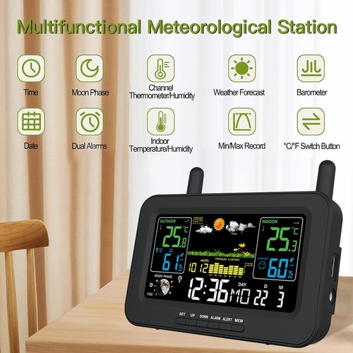 Wireless Weather Station, LCD Digital Color Weather Station with Outdoor Sensor - Picture 4 of 16