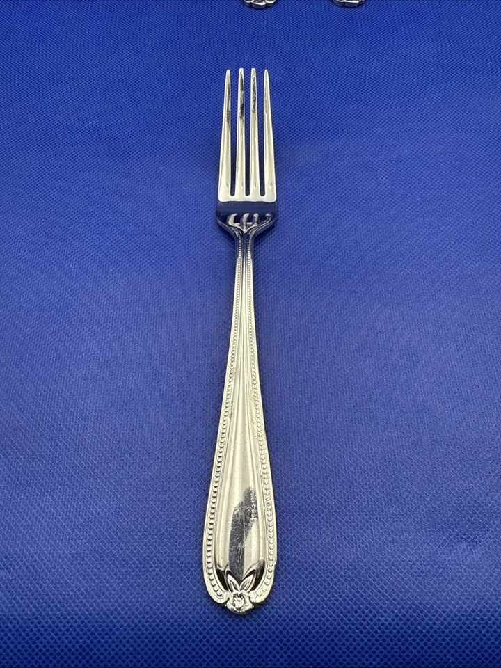 Temp-Tations OLD WORLD BEAD Dinner Fork Stainless Round Tip Silverware Flatware - Image 2 of 4