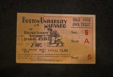 Harvard vs Boston University 10/4/1947 Ticket Stub College Football Dick Harlow