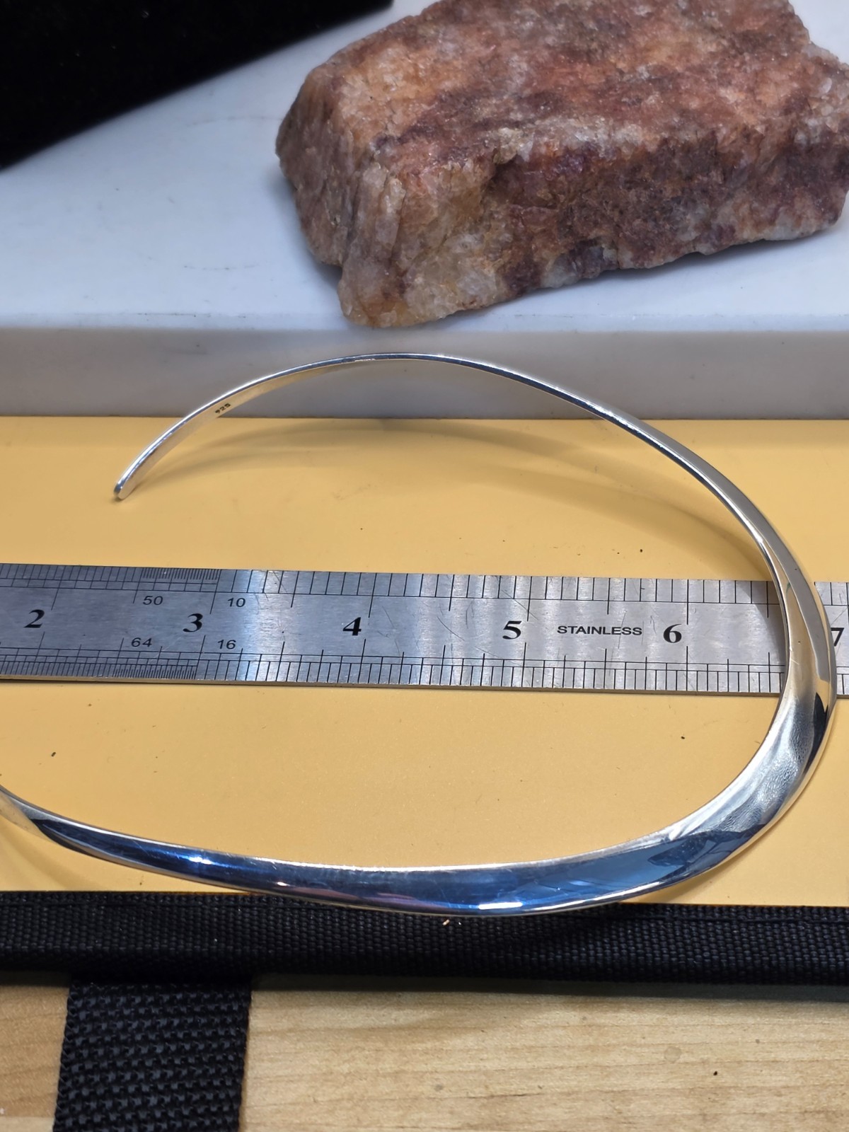 ss collar ring chocker solid Silver 16inch  1oz - image 2