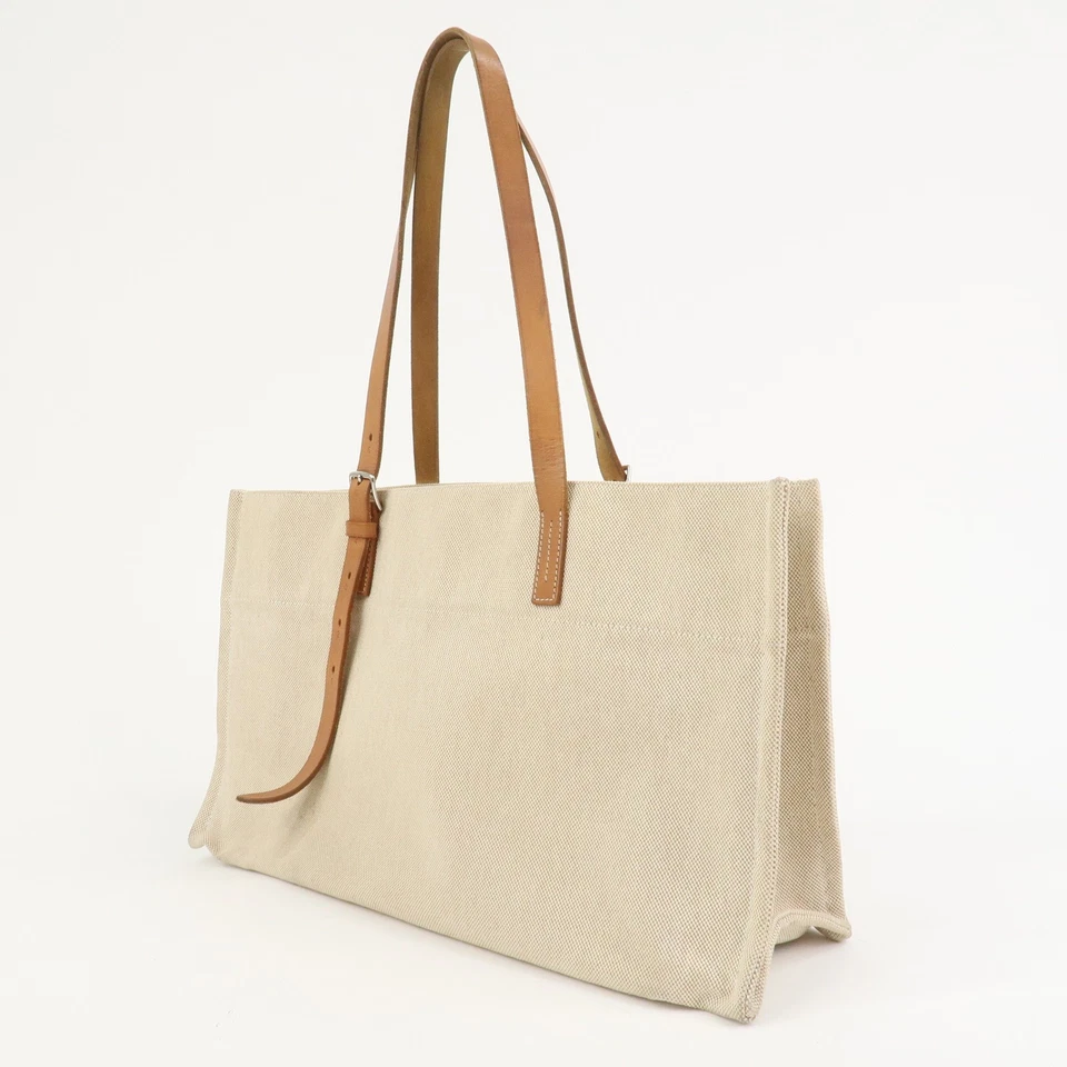 Bolso de Mano HERMES Etriviere Elan Toile H Cuero Marrón Natural Auténtico Usado Envío Gratis Foto 3 de 4