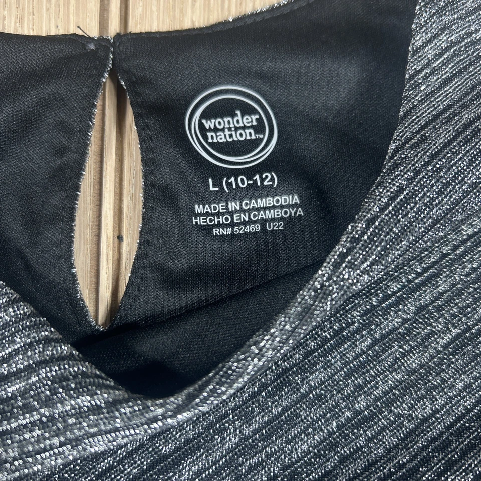 Vestido negro brillante Wonder Nation para niñas talla grande (10-12) Foto 3 de 4