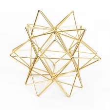 Metal Geometric Table Top Decor, 3D Metal Geometric Sculpture, Gold Abstract ...