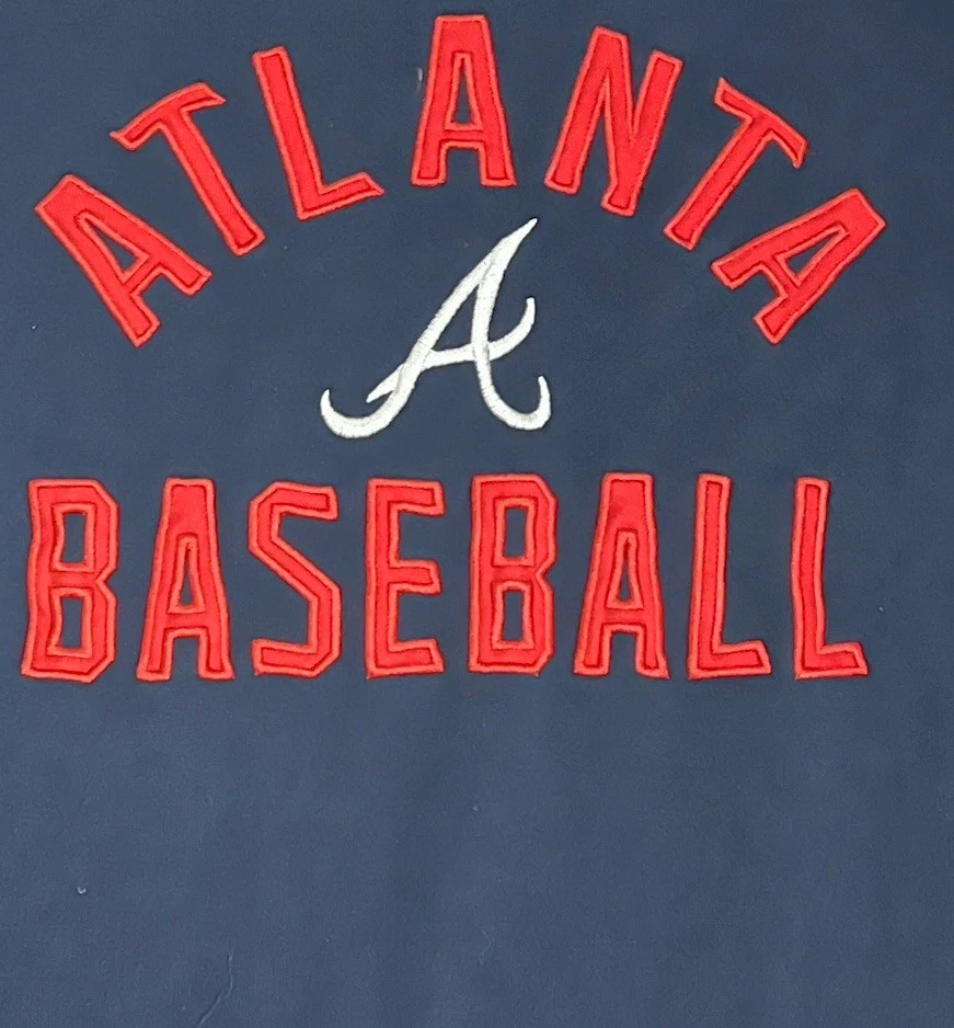 Atlanta Braves Fanatics Hoodie Sweatshirt Adult Medium M Blue Embroidered - Image 3 of 4