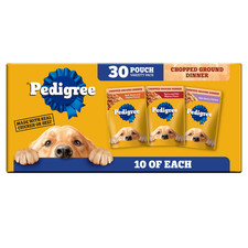 Pedigree Chopped Ground Dinner Wet Dog Food Pouches Variety Pack 3.5 Oz Pouches