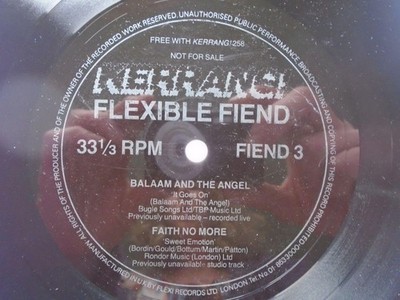 Kerrang Flexible Fiend 3 flexi FIEND3 EX 1980s flexi, with Balaam & The Angel...