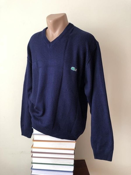 Men Lacoste Sweater Navy Wool 40 /L / 48 #9ZDQ