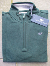 VINEYARD VINES Boy Preppy QUARTER Zip GREEN Pullover SWEATER Cotton L 16 NWT